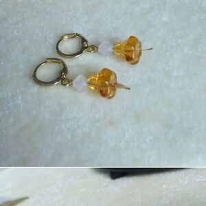 🎃Hand Crafted Golden Floral Czech Glass Earrings